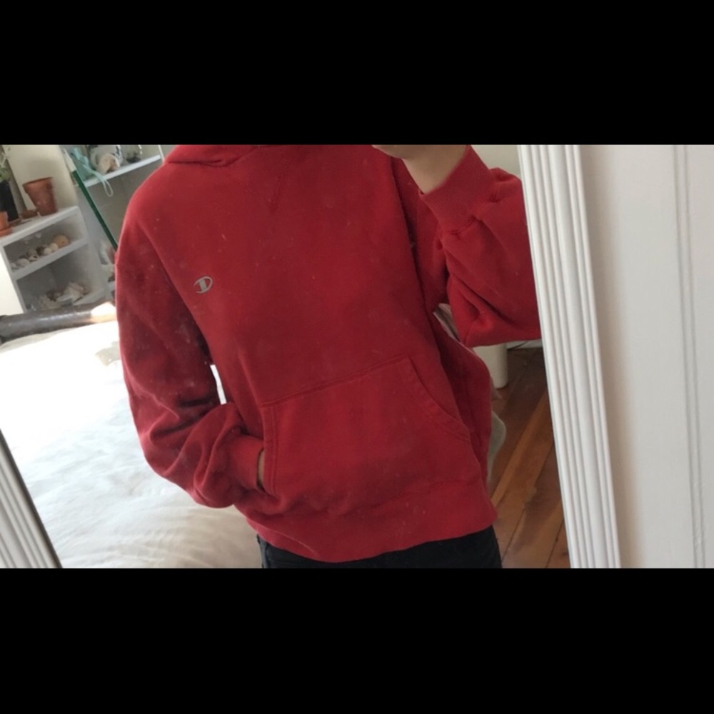 TRADED !red champion hoodie!